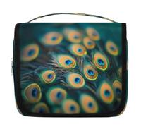 Neceser de viaje con patrón de plumas de pavo real para mujeres, hombres, niñas, niños, neceser de maquillaje, neceser de maquillaje, organizador de artículos de aseo, color, 4.5 L, Organizador de