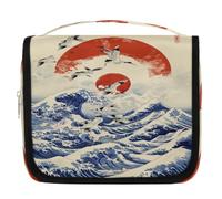 Neceser de viaje con patrón japonés para mujeres, hombres, niñas, niños, maquillaje, cosméticos, bolsa de aseo colgante, organizador de artículos de tocador, color, 4.5 L, Organizador de bolsas