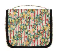 Neceser de viaje con patrón tropical de limón para mujeres, hombres, niñas, niños, maquillaje, cosméticos, bolsa de aseo colgante, organizador de artículos de tocador, color, 4.5 L, Organizador de