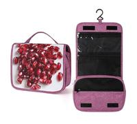 Neceser de viaje con semillas de granada para mujer, organizador de maquillaje colgante con gancho para champú