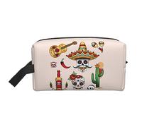 Neceser de viaje con símbolos mexicanos, bolsa de maquillaje de viaje con símbolos mexicanos, bolsa de cosméticos de viaje portátil de gran capacidad para mujeres y hombres, artículos de tocador de vi