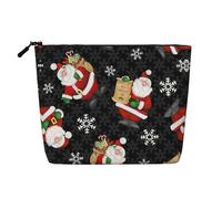 Neceser de viaje de cáñamo falso con texto "Happy Christmas", organizador de artículos de tocador reutilizable para mujeres, múltiples usos