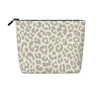 Neceser de viaje de cáñamo falso de leopardo con patrón marrón, organizador de artículos de tocador reutilizable para mujeres, múltiples usos