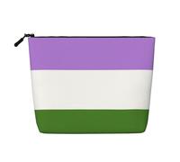 Neceser de Viaje de cáñamo sintético con la Bandera del Orgullo LGBTQ+, Ideal para Personas con identidades de género no binarias. Ecológico y Duradero, con Cremallera. Medidas: 24 x 17 cm.