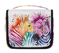 Neceser de viaje de cebra de acuarela para mujeres, hombres, niños, niñas, niños, niñas, niños, colorido, lindo, cebra, maquillaje, bolsa de cosméticos, bolsa de lavado colgante, organizador de