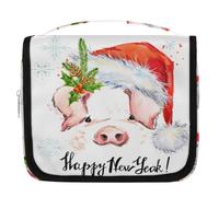 Neceser de viaje de cerdo lindo de Navidad para mujeres, hombres, niños, niñas, niños, niñas, niños, bolsa de cosméticos de maquillaje, bolsa de lavado colgante, bolsa de aseo organizadora de