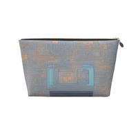 Neceser de viaje de cuero con estampado de código de programación para mujer, bolsa de viaje para artículos de tocador, bolsa de cosméticos y maquillaje, Gold, Talla única, Neceser