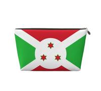 Neceser de viaje de cuero con la bandera de Burundi, organizador de accesorios de maquillaje reutilizable, bolsa con cremallera para almacenamiento diario, color dorado, talla única
