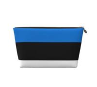 Neceser de viaje de cuero con la bandera de Estonia, organizador de accesorios de maquillaje reutilizable, bolsa con cremallera para almacenamiento diario, color dorado, talla única