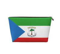 Neceser de viaje de cuero con la bandera de Guinea Ecuatorial, organizador de accesorios de maquillaje reutilizable, bolsa con cremallera para almacenamiento diario, color dorado, talla única