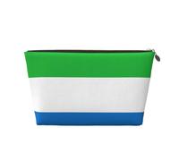 Neceser de viaje de cuero con la bandera de Sierra Leona, organizador de accesorios de maquillaje reutilizable - Bolsa con cremallera para almacenamiento diario