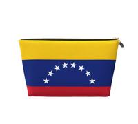 Neceser de viaje de cuero con la bandera de Venezuela, organizador de accesorios de maquillaje reutilizable, bolsa con cremallera para almacenamiento diario, color dorado, talla única