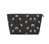 Neceser de viaje de cuero dorado - Bolsa de almacenamiento reutilizable con estampado de abejorro de dibujos animados, kit de afeitado para uso diario, vacaciones, Silver, Talla única