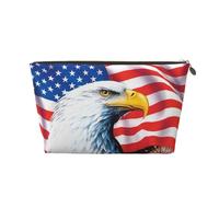 Neceser de viaje de cuero dorado, bolsa de almacenamiento reutilizable con estampado de águila calva, kit de afeitado para uso diario, vacaciones, Gold, Talla única