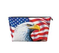 Neceser de viaje de cuero dorado, bolsa de almacenamiento reutilizable con estampado de águila calva, kit de afeitado para uso diario, vacaciones, Silver, Talla única