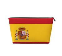 Neceser de viaje de cuero dorado - Bolsa de almacenamiento reutilizable con estampado de bandera española, kit de afeitado para uso diario, vacaciones, Gold, Talla única