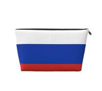 Neceser de viaje de cuero dorado, bolsa de almacenamiento reutilizable con estampado de bandera rusa, kit de afeitado para uso diario, vacaciones, Silver, Talla única