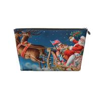 Neceser de viaje de cuero dorado - Bolsa de almacenamiento reutilizable con estampado de Feliz Navidad, kit de afeitado para uso diario, vacaciones, Gold, Talla única