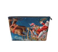 Neceser de viaje de cuero dorado - Bolsa de almacenamiento reutilizable con estampado de Feliz Navidad, kit de afeitado para uso diario, vacaciones, Silver, Talla única