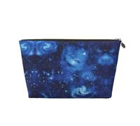 Neceser de viaje de cuero dorado - Bolsa de almacenamiento reutilizable con estampado de galaxia espacial del universo azul, kit de afeitado para uso diario, vacaciones, Gold, Talla única