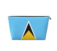 Neceser de viaje de cuero dorado - Bolsa de almacenamiento reutilizable con estampado de la bandera de Santa Lucía, kit de afeitado para uso diario, vacaciones, Silver, Talla única
