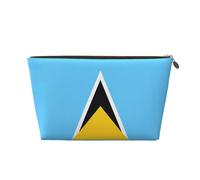 Neceser de viaje de cuero dorado - Bolsa de almacenamiento reutilizable con estampado de la bandera de Santa Lucía, kit de afeitado para uso diario, vacaciones, Gold, Talla única