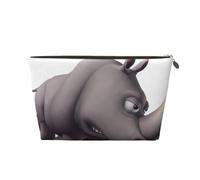 Neceser de viaje de cuero dorado, bolsa de almacenamiento reutilizable con estampado de rinoceronte enojado, kit de afeitado para uso diario, vacaciones, Gold, Talla única