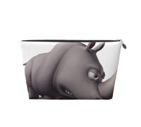 Neceser de viaje de cuero dorado, bolsa de almacenamiento reutilizable con estampado de rinoceronte enojado, kit de afeitado para uso diario, vacaciones, Silver, Talla única