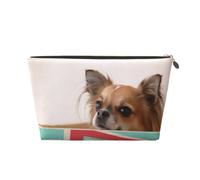 Neceser de viaje de cuero dorado - Bolsa de almacenamiento reutilizable con impresión Papillon in The Box, kit de afeitado para uso diario, vacaciones, Gold, Talla única