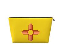 Neceser de viaje de cuero dorado - Bolsa de almacenamiento reutilizable con la bandera de Nuevo México, kit de afeitado para uso diario, vacaciones, Gold, Talla única
