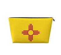 Neceser de viaje de cuero dorado - Bolsa de almacenamiento reutilizable con la bandera de Nuevo México, kit de afeitado para uso diario, vacaciones, Silver, Talla única