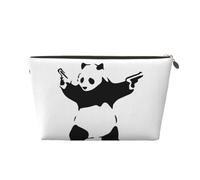 Neceser de viaje de cuero dorado, reutilizable, diseño de panda con bolsa de almacenamiento impresa, kit de afeitado para uso diario, vacaciones, Gold, Talla única