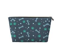 Neceser de viaje de cuero dorado, reutilizable, huesos y garras de perro, organizador de accesorios de maquillaje para mujer, bolso con cremallera, Oro, Talla única