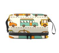 Neceser de viaje de doble capa con compartimento para cepillos y maquillaje, para taxi y coche, para autobús y coche, multicolor, 27x15x14 cm/10.6x5.9x5.5 in, Neceser