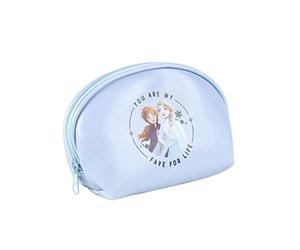 Neceser de Viaje de Frozen - Color Azul Claro - Gran Capacidad de Almacenamiento - Cierre de Cremallera - Estampado de Elsa y Anna - Producto Original Diseñado en España