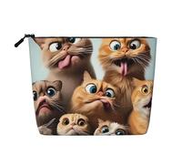 Neceser de Viaje de Gran Capacidad con diseño de Gato extraño para Mujer, Impermeable, de una Sola Capa, de cáñamo sintético, portátil, con Cremallera, Organizador de cosméticos.