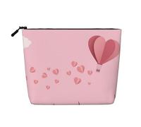 Neceser de Viaje de Gran Capacidad con diseño de Globo aerostático Rosa Origami para San Valentín para Mujer, Impermeable, de una Sola Capa, de cáñamo sintético, portátil, con Cremallera.