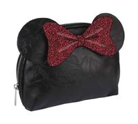Neceser de Viaje de Minnie - Color Negro - Gran Capacidad de Almacenamiento - Cierre de Cremallera - Estampado de Lazo de Minnie - Producto Original