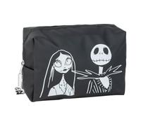Neceser de Viaje de Pesadilla Antes de Navidad - Neceser Negro con Cremallera de Jack y Sally - Gran Capacidad para Mujer - Producto Oficial Disney