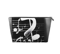 Neceser de viaje de piel con estampado de notas musicales y negras y blancas para mujer, bolsa de viaje para artículos de tocador, bolsa de cosméticos y maquillaje, Silver, Talla única, Neceser