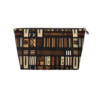 Neceser de viaje de piel con estampado tribal de barro africano para mujer, bolsa de viaje para artículos de tocador, bolsa de cosméticos y bolsa de maquillaje, Silver, Talla única, Neceser