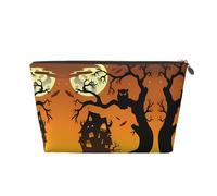 Neceser de viaje de piel dorada, reutilizable, diseño de búho, calabaza, árbol negro, cabeza de calabaza, kit de afeitado para uso diario, vacaciones, Gold, Talla única