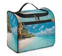 Neceser de viaje de playa tropical para mujeres, hombres, niños y niñas, 11.2 L, bolsa grande de maquillaje para cosméticos, bolsa de lavado, organizador de artículos de tocador, color, Big,