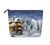 Neceser de viaje de una sola capa con diseño de tren urbano, adecuado para viajes de negocios y uso diario., Christmas Winter Happy Scene, Talla única