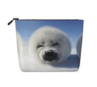 Neceser de viaje de una sola capa con estampado de amanecer rojo, adecuado para viajes de negocios y uso diario., oso polar, Talla única