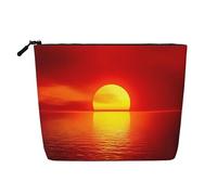 Neceser de viaje de una sola capa con estampado de amanecer rojo, adecuado para viajes de negocios y uso diario., Red Sunrise, Talla única