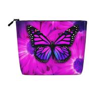 Neceser de viaje de una sola capa con estampado de amanecer rojo, adecuado para viajes de negocios y uso diario., Mariposa y flor moradas, Talla única
