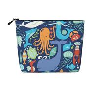 Neceser de viaje de una sola capa con estampado de ballena oceánica, ideal para viajes de negocios y uso diario., Pulpo de pez ballena oceánica, Talla única