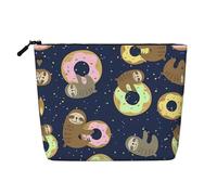 Neceser de viaje de una sola capa con estampado de ciudad de pueblo cubierto de nieve, adecuado para viajes de negocios y uso diario., Perezoso con donas, Talla única