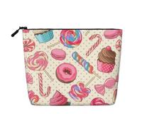 Neceser de viaje de una sola capa con estampado de flores y rosas, adecuado para viajes de negocios y uso diario., Colorido dulce Lollipop Cupcake Donut, Talla única